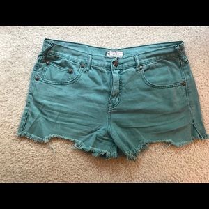 Green Free People Cut-Off Shorts